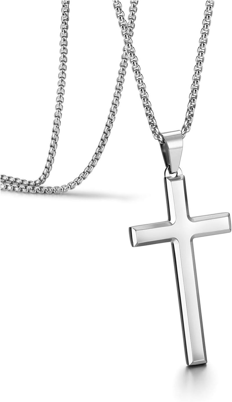 PiercingJ Cross Necklace Black Gold Silver Rotating Pendant Crucifix Necklaces For Him Men's Christmas Birthday Gift - Image 1